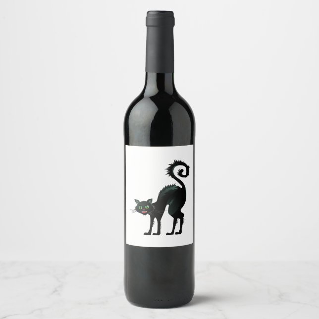 Etiqueta Para Botella De Vino Gato negro fanfarrón (Anverso)