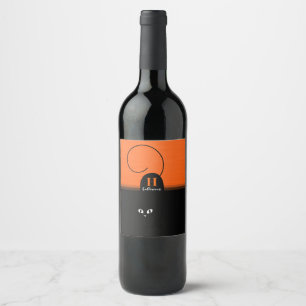 Etiqueta Para Botella De Vino Gato negro naranja de Halloween de dos tonos