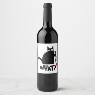 Etiqueta Para Botella De Vino Gato Qué divertida camiseta de gato negro asesino 