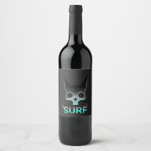 Etiqueta Para Botella De Vino Gato Skull Graffiti Surf