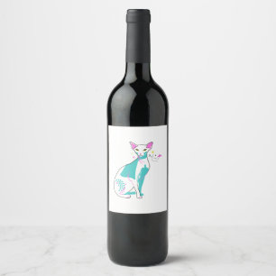 Etiqueta Para Botella De Vino Gato Sphynx