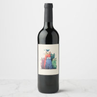 Gatos Coloridos Apilados – Arte de Gatos Caprichos