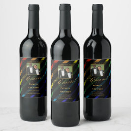 Etiqueta Para Botella De Vino Gay Men Wedding Photo Elegant Rainbow