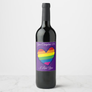 Etiqueta Para Botella De Vino Gay Pride Love Heart