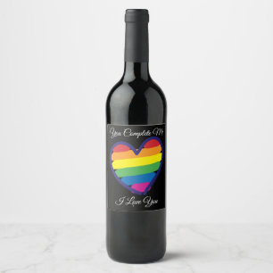 Etiqueta Para Botella De Vino Gay Pride Love Heart
