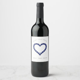 Etiqueta Para Botella De Vino Gemstone Sapphire Blue Heart