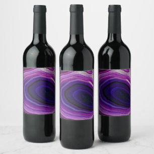 Etiqueta Para Botella De Vino Geoda Morada Girada Caída