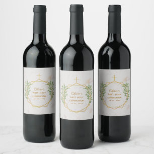 Etiqueta Para Botella De Vino Geométrica del oro botánico de la primera generaci