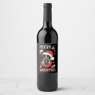 Etiqueta Para Botella De Vino German Wirehaired Pointer Christmas