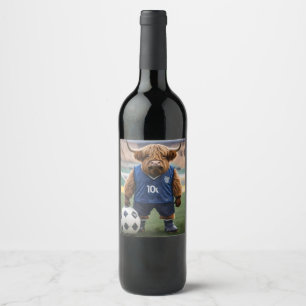 Etiqueta Para Botella De Vino "Getter de gol: Vaca de Highland vestida para el f