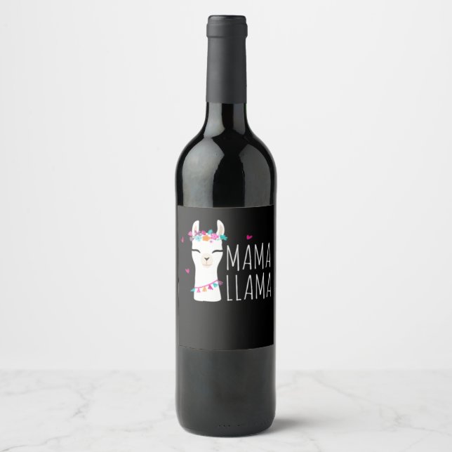 Etiqueta Para Botella De Vino Gift de Llama | Mama Llama (Anverso)
