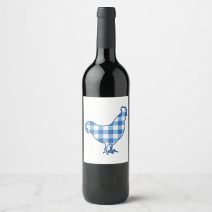 Etiqueta Para Botella De Vino Gingham Rooster