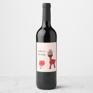 Etiqueta Para Botella De Vino Girafa roja