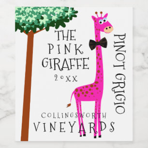 Etiqueta Para Botella De Vino Giraffe Funny Whimsical