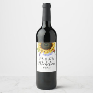 Etiqueta Para Botella De Vino Girasol