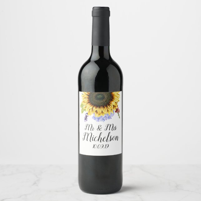 Etiqueta Para Botella De Vino Girasol (Anverso)