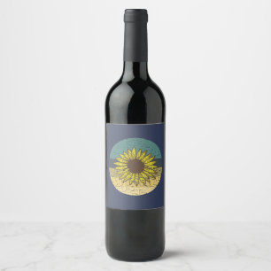 Etiqueta Para Botella De Vino Girasol retro