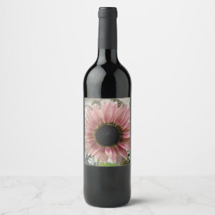 Etiqueta Para Botella De Vino Girasol rosa pálido