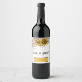 Etiqueta Para Botella De Vino Girasol rústico de mostaza