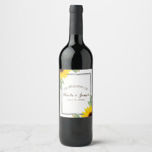 Etiqueta Para Botella De Vino Girasoles Chic Blanco Despedida de Soltera Boda