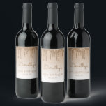 Etiqueta Para Botella De Vino Glam Gold Purpurina Drip 90th Birthday Party<br><div class="desc">Las etiquetas de estas botellas de vino de 90 años de moda tienen un borde de goteo purpurina de imitación dorada brillante y un fondo sombrío de oro. Personalízalos con su nombre en escritura a mano marrón,  con su cumpleaños y fecha debajo en letra sans serif marrón.</div>