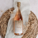 Etiqueta Para Botella De Vino Glam Gold Purpurina Drip 90th Birthday Party<br><div class="desc">Las etiquetas de estas botellas de vino de 90 años de moda tienen un borde de goteo purpurina de imitación dorada brillante y un fondo sombrío de oro. Personalízalos con su nombre en escritura a mano marrón,  con su cumpleaños y fecha debajo en letra sans serif marrón.</div>