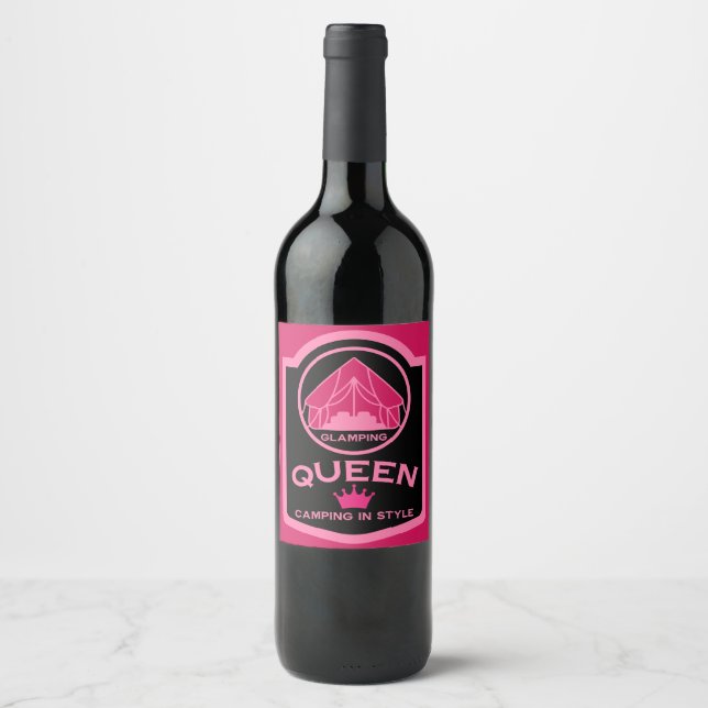 Etiqueta Para Botella De Vino Glamour Queen Camping In Style (Anverso)