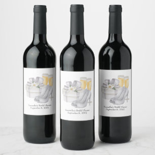 Etiqueta Para Botella De Vino Glasas de vino espumoso Novias zapatos ducha de no