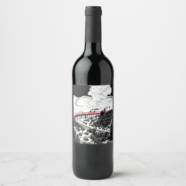 Etiqueta Para Botella De Vino Glenfinnan Viaduct Steam Train (Anverso)