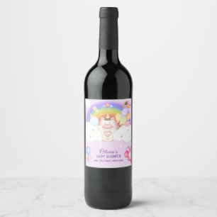 Etiqueta Para Botella De Vino Globo Pastel Unicornio Rainbow Baby Shower