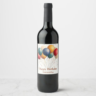 Etiqueta Para Botella De Vino Globos de celebración coloridos con Confetti