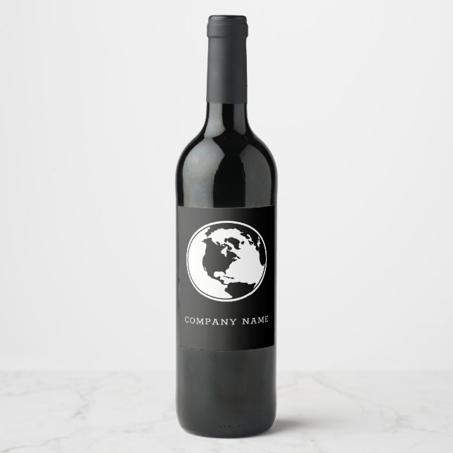 Etiqueta Para Botella De Vino Glóbulo Blanco Y Negro (Anverso)