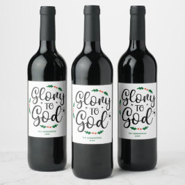 Etiqueta Para Botella De Vino Gloria a Dios Costumbre Navideña Cristiana Religio