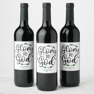 Etiqueta Para Botella De Vino Gloria a Dios Costumbre Navideña Cristiana Religio