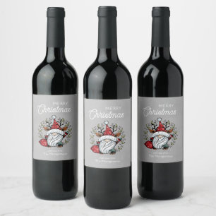 Etiqueta Para Botella De Vino Gnome Navidades caprichosos