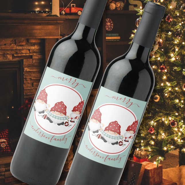 Etiqueta Para Botella De Vino Gnomías de Navidades baratos escandinavos (Subido por el creador)