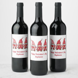 Etiqueta Para Botella De Vino Gnomos Feliz día de San Valentín personalizado