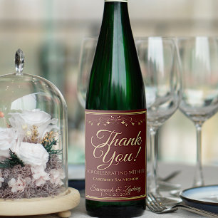 Etiqueta Para Botella De Vino Gold on Auburn Brown Elegant Wedding Thank You