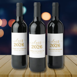 Etiqueta Para Botella De Vino Gold Script Class of 2026 Graduation Party