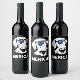 Etiqueta Para Botella De Vino Golden Retriever 4 De Julio Merica