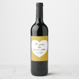 Etiqueta Para Botella De Vino Golden Wedding, 50 Years of Marriage, Custom 