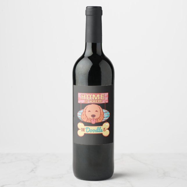 Etiqueta Para Botella De Vino Goldendoodle Dog (Anverso)