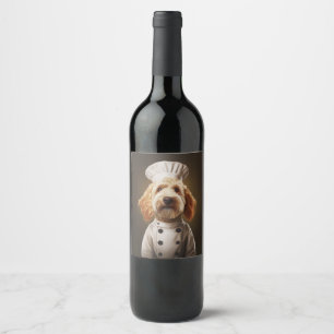 Etiqueta Para Botella De Vino Goldendoodle Dog Chef