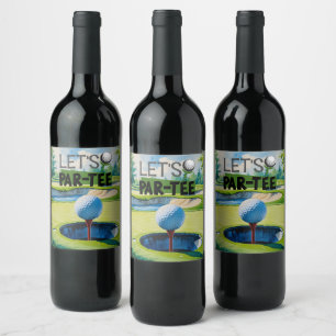 Etiqueta Para Botella De Vino Golf Par tee fiesta tiempo con bola de golf en ver