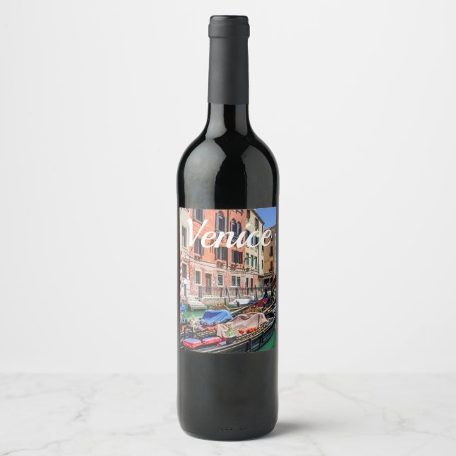 Etiqueta Para Botella De Vino Góndola tradicional de Venecia (Anverso)