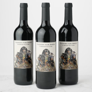 Etiqueta Para Botella De Vino Gordon Setters , Pasión por las Aves , Arte