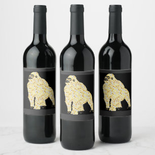 ETIQUETA PARA BOTELLA DE VINO GORILLA BLING