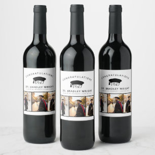 Etiqueta Para Botella De Vino Gorra de graduación personalizada de doctorado PhD