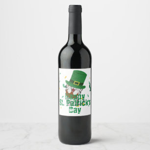 Etiqueta Para Botella De Vino Gorra verde afortunado Shamrock St. Patrick's Day