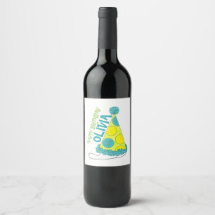 Etiqueta Para Botella De Vino Gorras del Fiesta Polka Dot Feliz Cumpleaños